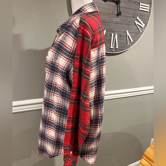 Women's American Eagle Plaid Flannel Button Down Long Sleeve Shirt - Siz… - Picture 14 of 15
